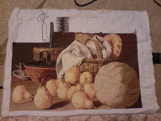 Этап процесса «Натюрморт с дыней и грушами (по картине Л.Э.Мелендеса)»