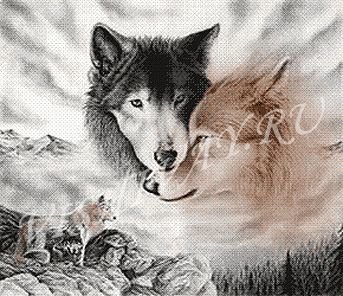 Этап процесса «"Волки" от вышивай.ру»