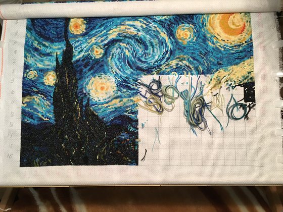 Этап процесса «Картина Винсента Ван Гога "Звездная ночь"»
