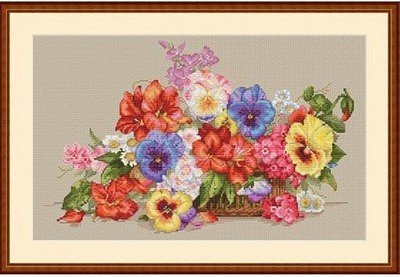 Этап процесса «Садовые цветы. Мережка. 211×136кр,  37 цв, aida 14»