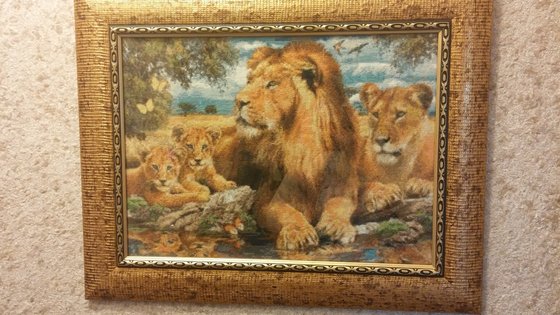 Этап процесса «Семейство львов (львиное семейство на отдыхе)»