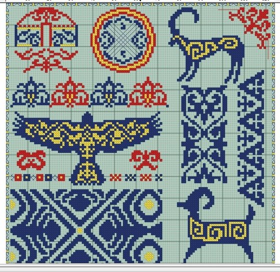 Этап процесса «Сэмплер стилизация казахского орнамента»