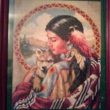 Работа «Индейская девушка с волчонком»