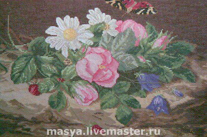 Работа «букет цветов с бабочкой»