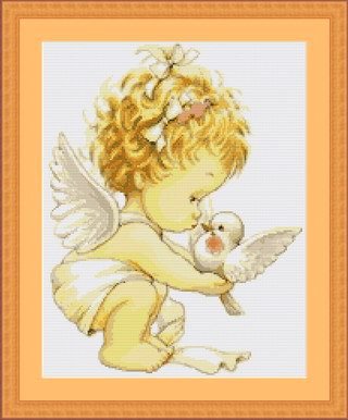 Работа «Ангелочек с голубем»