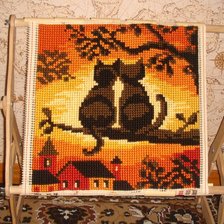 Работа «Влюбленные кошки на закате»