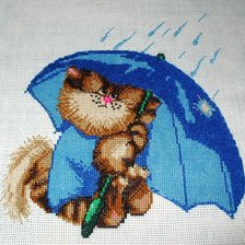 Работа «котик под зонтиком»