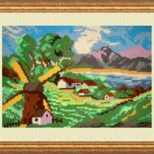 Работа «Пейзаж с мельницей»