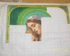 Работа «Мария с Иисусом ювелирный бисер (в процессе)»