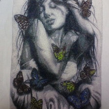 Работа «Девушка с бабочками»