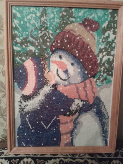 Работа «Девочка и снеговик .»