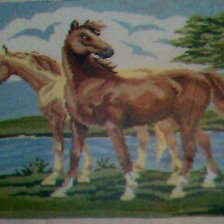 Работа «Кони у реки»