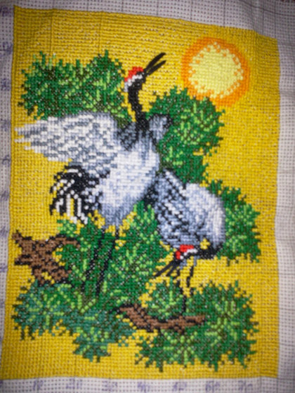 Работа «журавли на сосновой ветке»