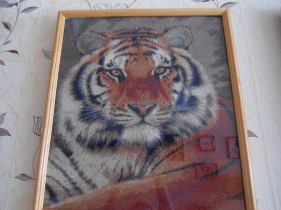 Работа «Вышивка Тигр.;45 оттенков.вышивала 2,5 месяца»