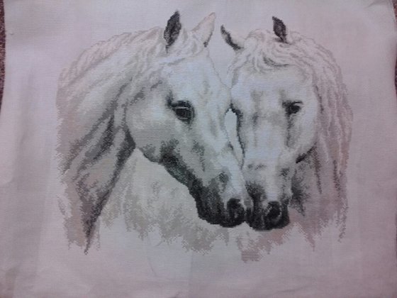 Работа «Пара белых лошадей»