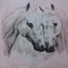 Работа «Пара белых лошадей»
