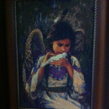 Работа «Девочка-индеец с голубем.»