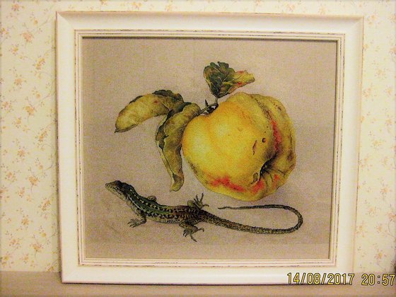Работа «Айва с ящеркой»