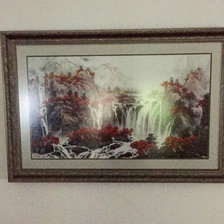 Работа «Водопады, размер работы(без рамки и паспарту) 70*40см,»