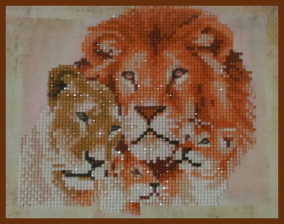 Работа «Алмазная вышивка "Львиное семейство" (частичная выкладка)»