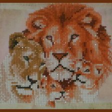 Работа «Алмазная вышивка "Львиное семейство" (частичная выкладка)»
