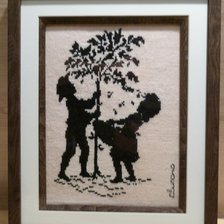 Работа «"Дети" .В саду. монохром.»