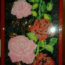 Работа «Цветы с  бисерами»
