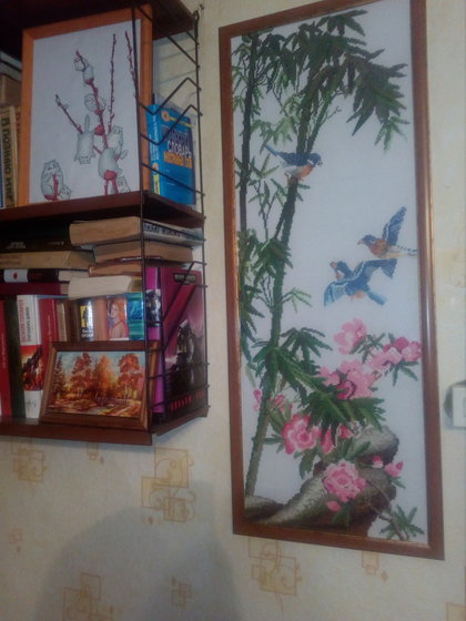 Работа «птицы, бамбук»