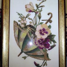 Работа «Анютины глазки и зонтик»