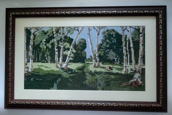 Работа «Березовая роща по мотивам картины Архипа Куинджи»