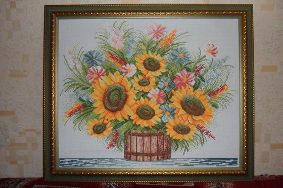 Работа «Подсолнухи в бочонке.»