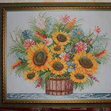 Работа «Подсолнухи в бочонке.»