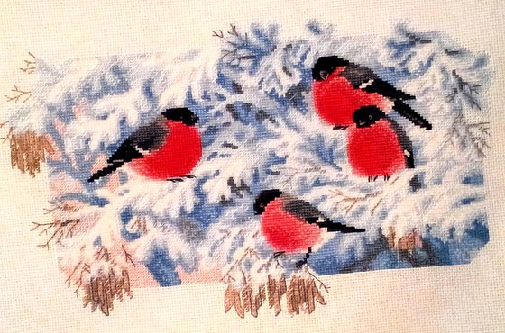 Работа «снегири зимой»