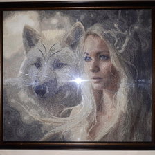 Работа «Девушка и белый волк»