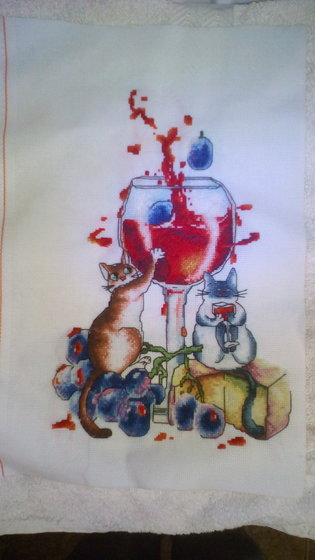 Работа «Котики с вином»