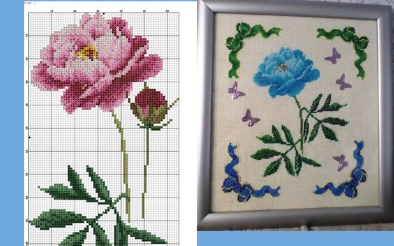 Работа «бирюзовый пион»