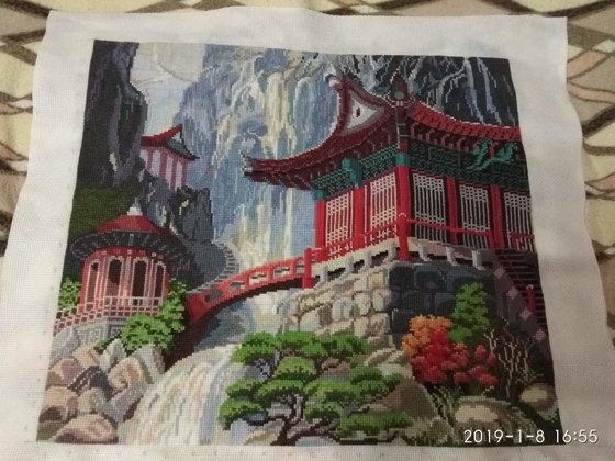 Работа «Водопад и пагода»