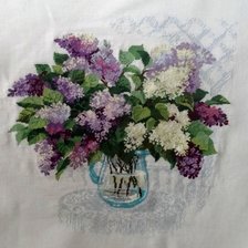 Работа «Букет сирени  45х45 см, к.16, 21 цв., шерсть,»