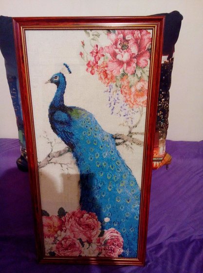 Работа «Китайская вышивка"Павлин"»