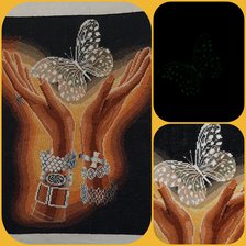 Работа «Хрустальная бабочка.Вышивка на заказ. Хрустальная бабочка. Разме»