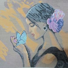 Работа «девушка с голубой бабочкой»