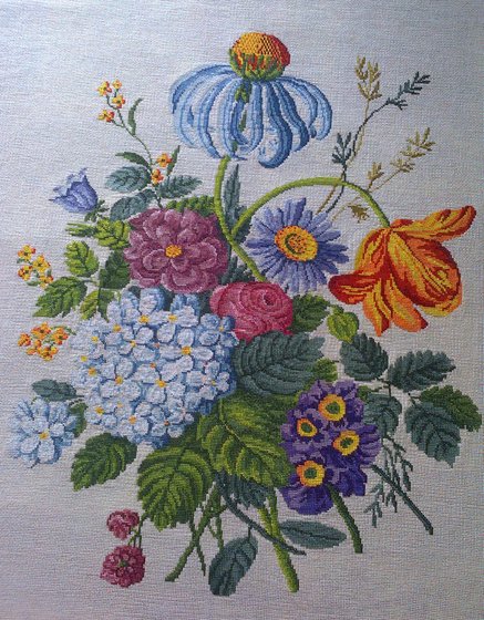Работа «Букет с рудбекией из книги Р.Серрены 270*345 крестиков,канва16»
