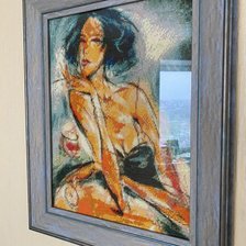 Работа «Девушка с сигаретой в рамке»