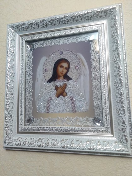 Работа «Икона. Ангел-Хранитель (серебро).  Бисер.»