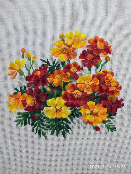 Работа «Бархатцы. Набор от Риолис»