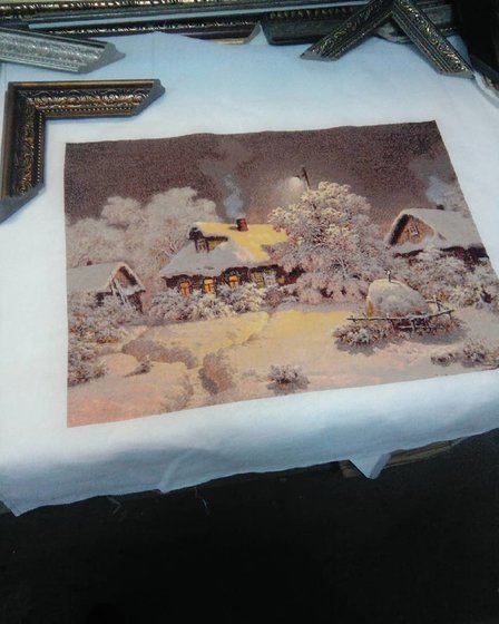 Работа «Примеряю раму для работы по картине И. Сахарова "Шоколадная ночь»