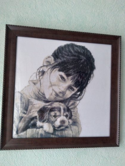 Работа «Девочка со щенком. Фирма Палитра.»