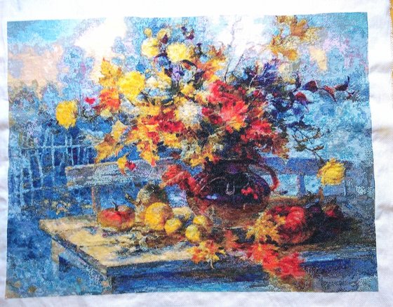 Работа «По картине Вьюговой Р. 400х300 крестов. 120 цветов»