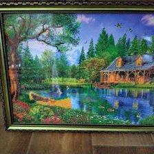 Работа «Пейзаж. Алмазная вышивка. Не полная.»