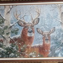 Работа «Олени в зимнем лесу»